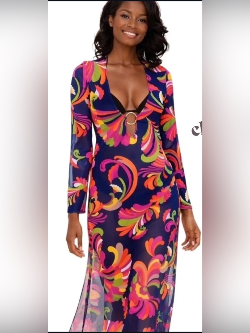 Trina Turk Gold-Ring Floral Multicolor Swim Top